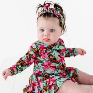 Bums & Roses Floral Flutter Ruffle Dress